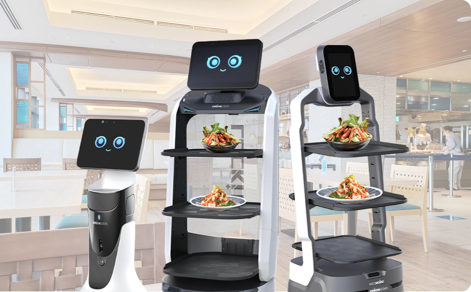 料理を運ぶ配膳ロボット
